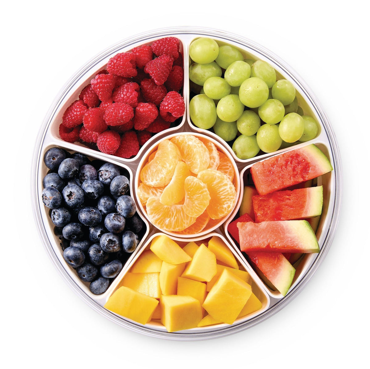 Round Airtight Snackle Box, 6 Compartments, White