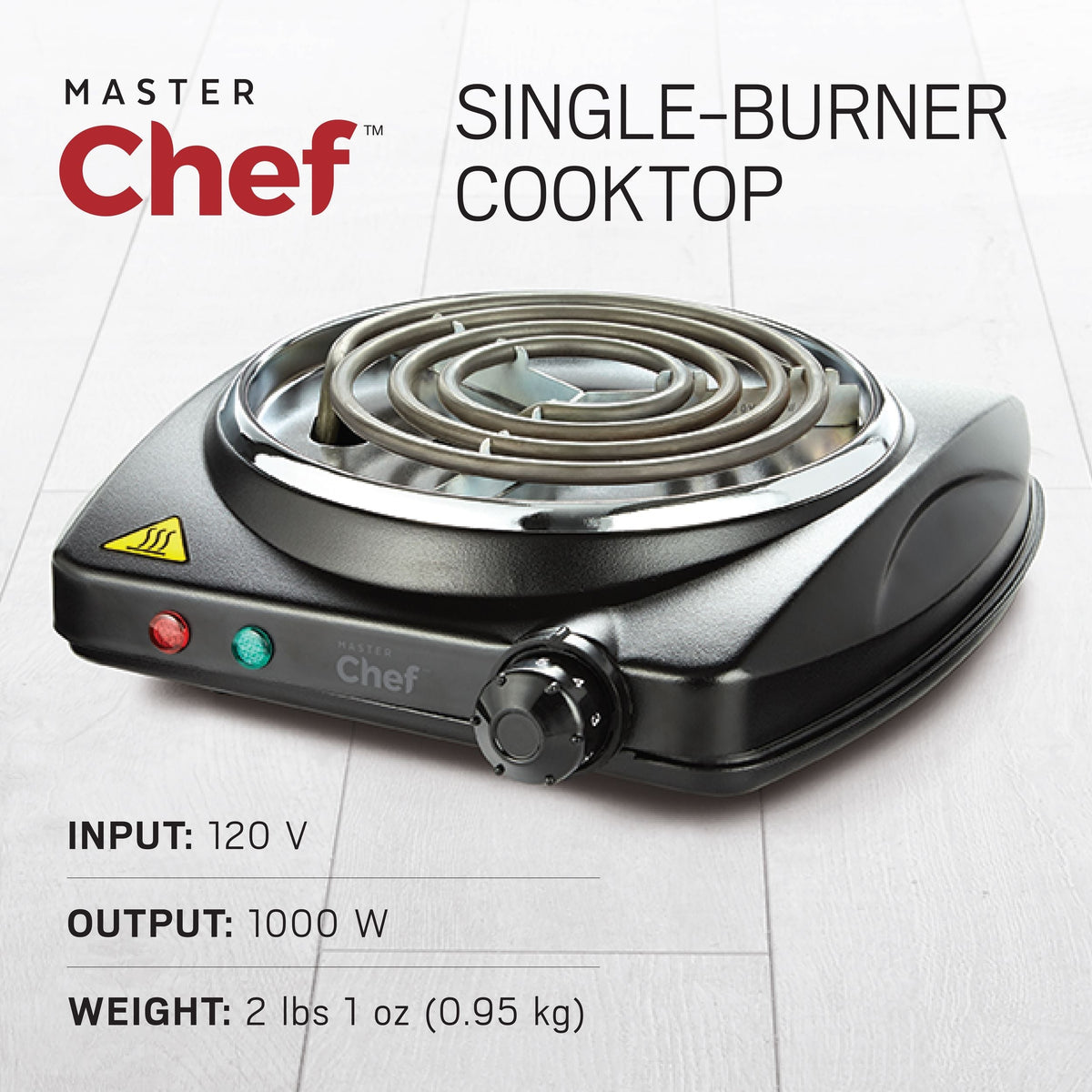 Single Burner Hot Plate, Black, 1000W