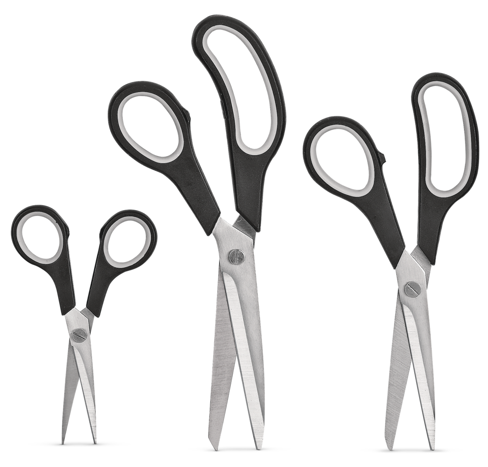 Stainless Steel Scissor Set, Ergonomic Grip, 3-pc