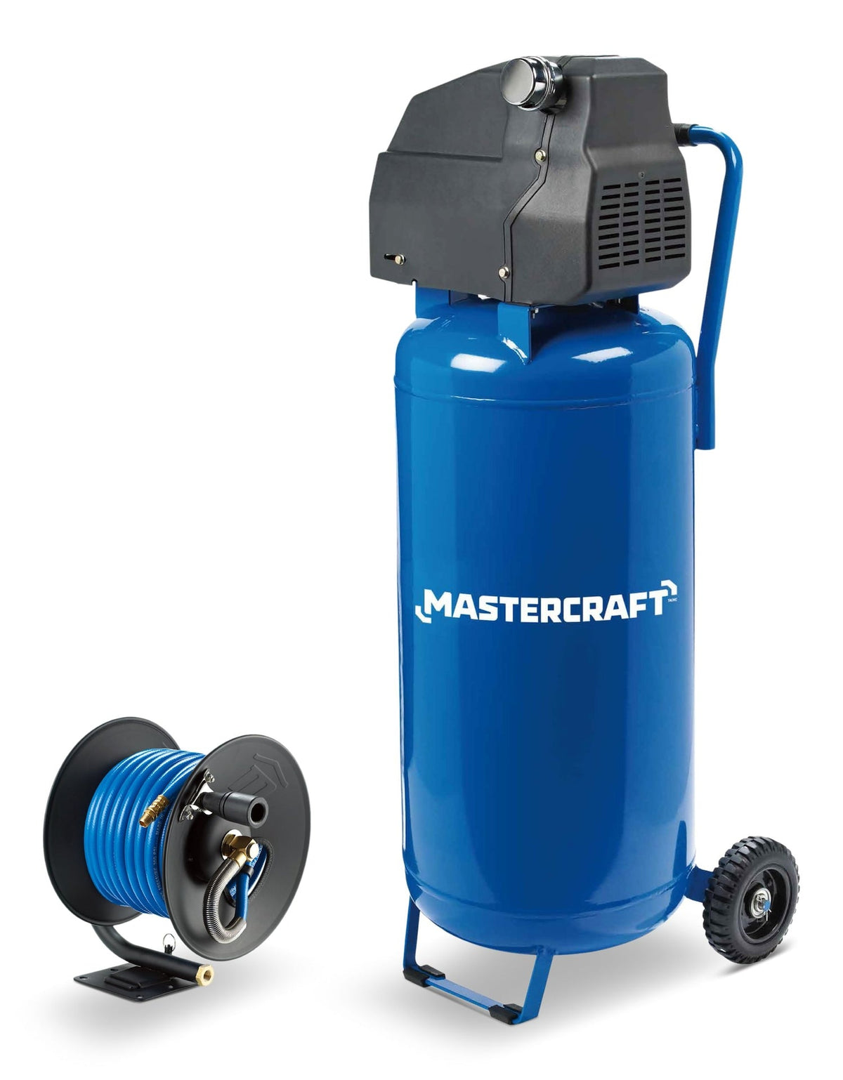 Oil-Free Vertical 20-Gallon Air Compressor with Bonus Hose Reel, 135-PSI, 2HP