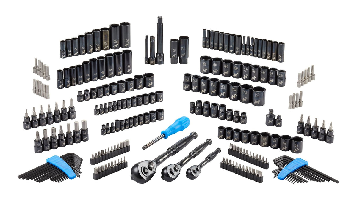 Socket Set, 229-pc, SAE / Metric, CRV, Black Steel Finish