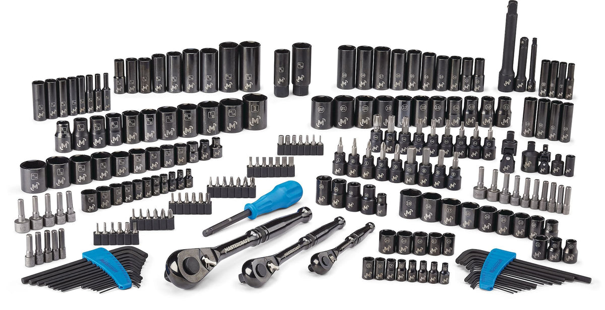 Socket Set, 229-pc, SAE / Metric, CRV, Black Steel Finish