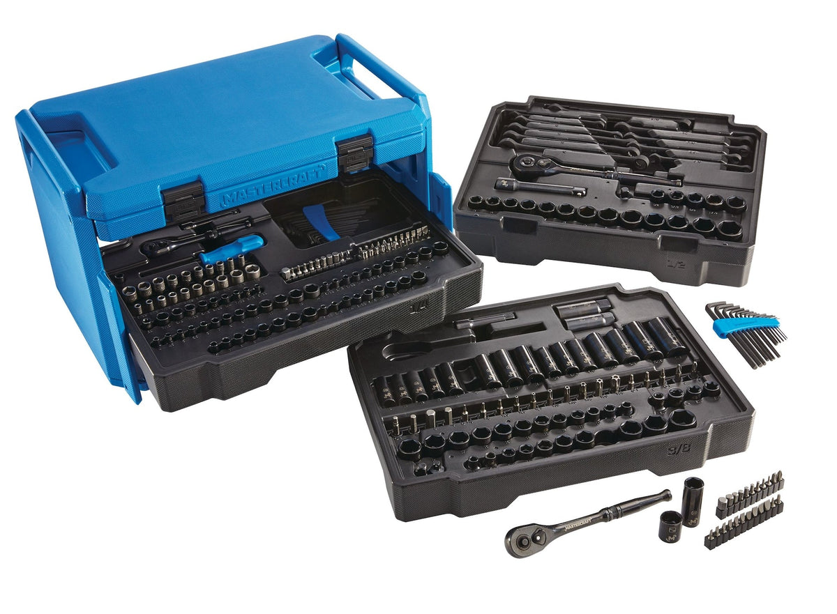 Socket Set, SAE/Metric, CRV, Black Steel Finish, 260-pc