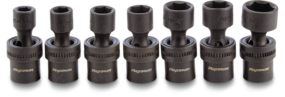 MAXIMUM 3/8-in Drive Swivel Impact Socket Set, 7-pc, SAE, CRMO