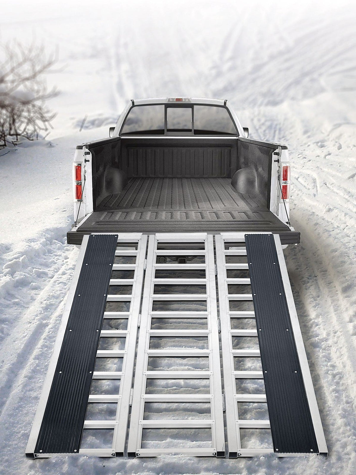 Aluminum Tri-Panel Folding Aluminum Loading Ramp, Non-Slip & Stable Base, 85 x 54-in, 1500-lb