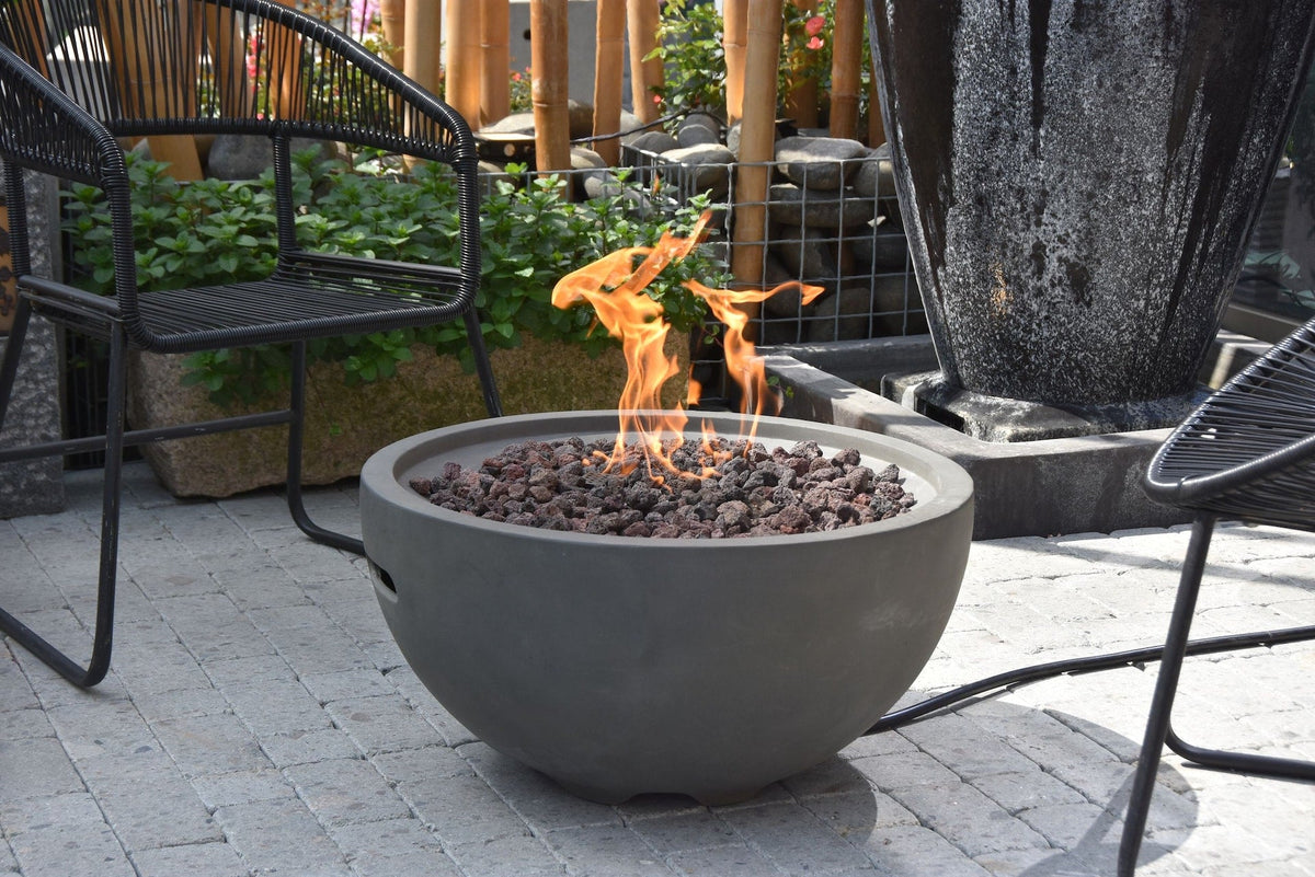 Nantucket Round Propane-Fueled Fire Bowl with Lava Rock & Canvas Cover, 40,000 BTUs, 14-in