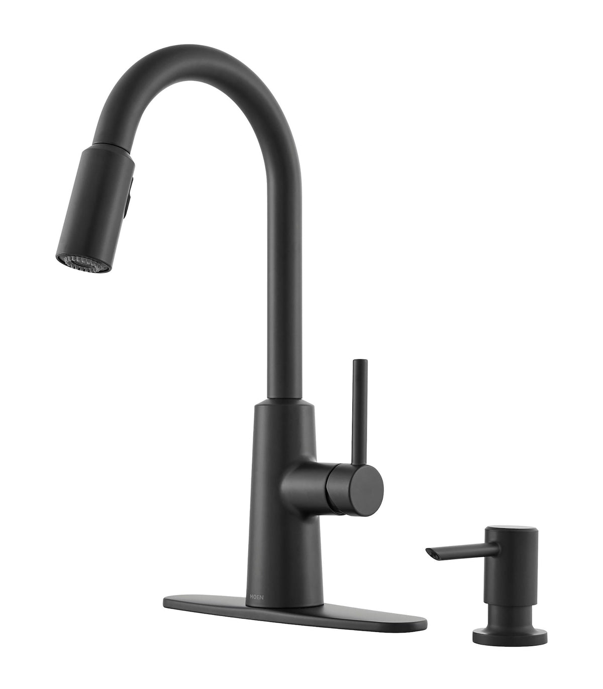 Nori Single Handle Pulldown Kitchen Faucet with Soap Dispenser, Matte Black