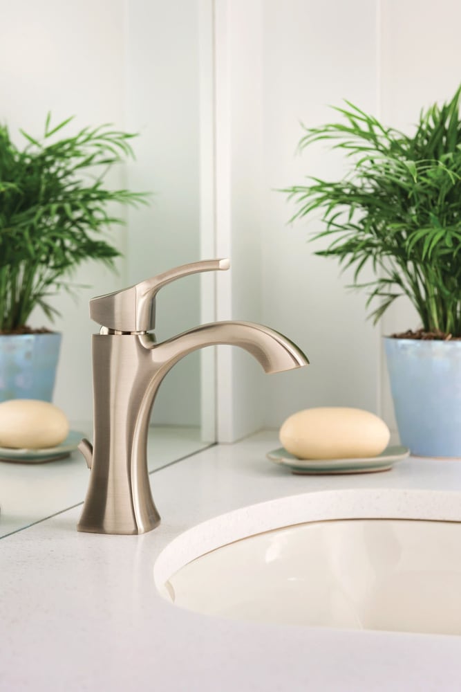 Voss Single Handle High Arc Single Hole Bathroom Sink Faucet, Brushed Nickel