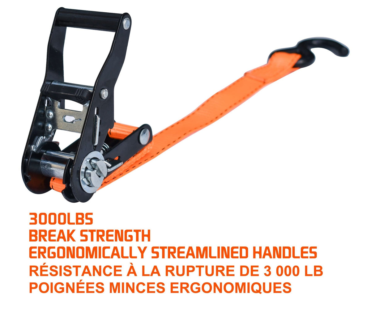 3,000-lb Heavy Duty Ratchet Tie Down Strap, Non-Padded, 1-in x 10-ft, 2-pk