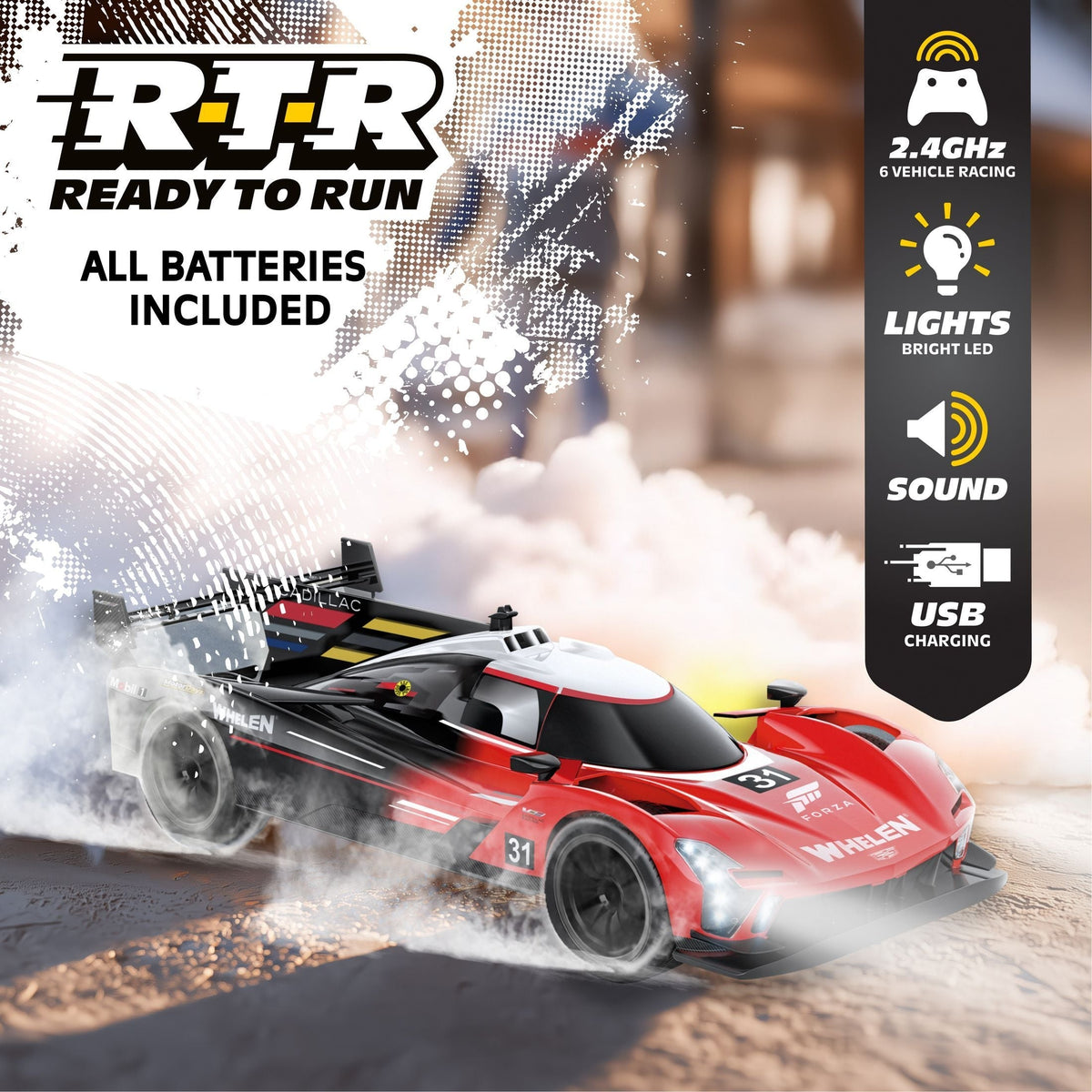 MotorDayz 1:8 R/C USB-Powered V-Series Forza Motorsport Cover Feature Toy Vehicle for Ages 6+