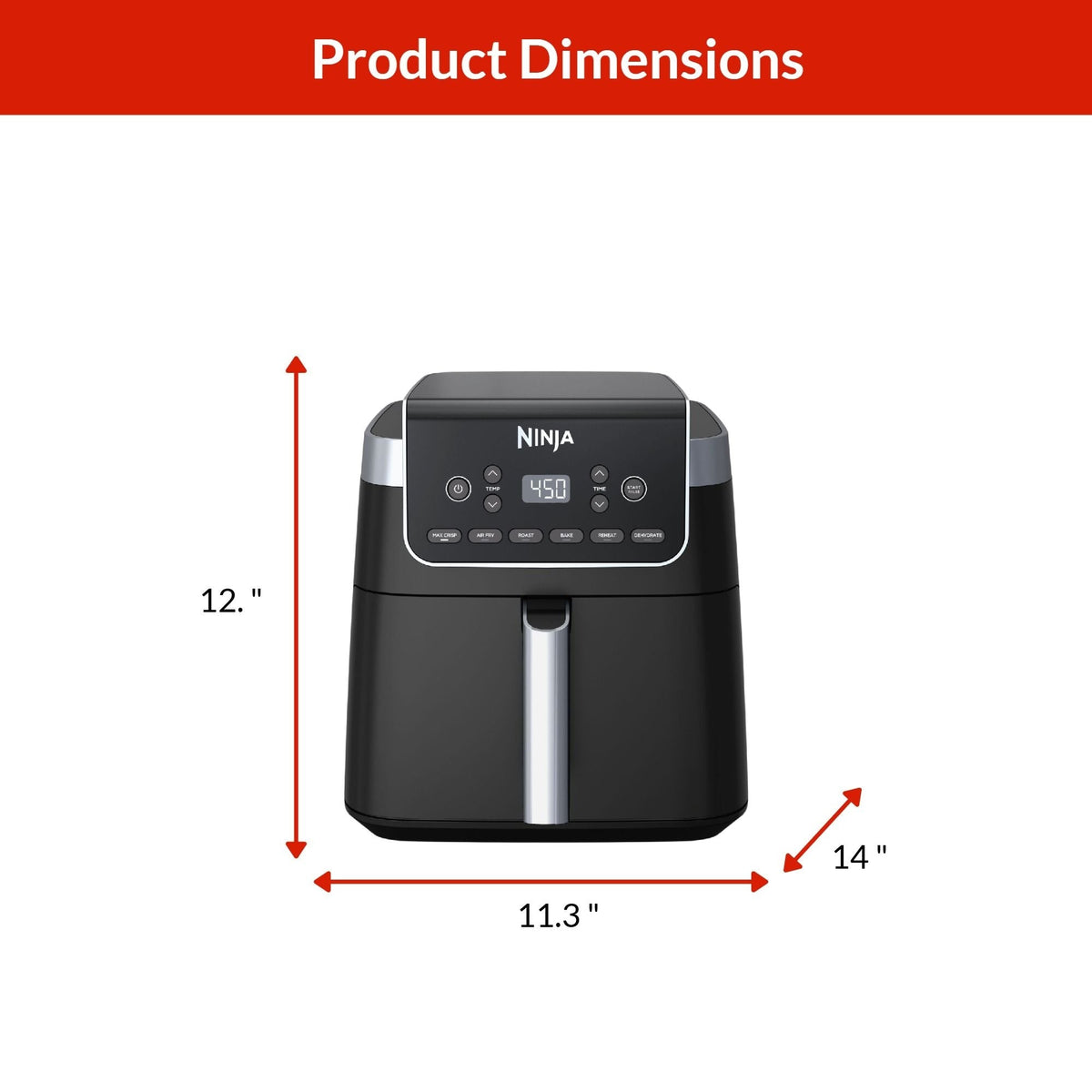 Ninja Pro XL 6-in-1 Air Fryer with Non-Stick Basket & Recipe Book, 6.5-qt