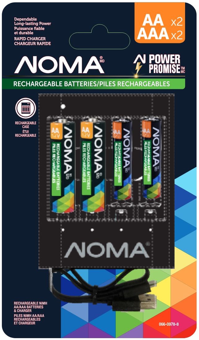 AA+AAA Ni-MH Rechargeable Batteries and Charger, 2-pk