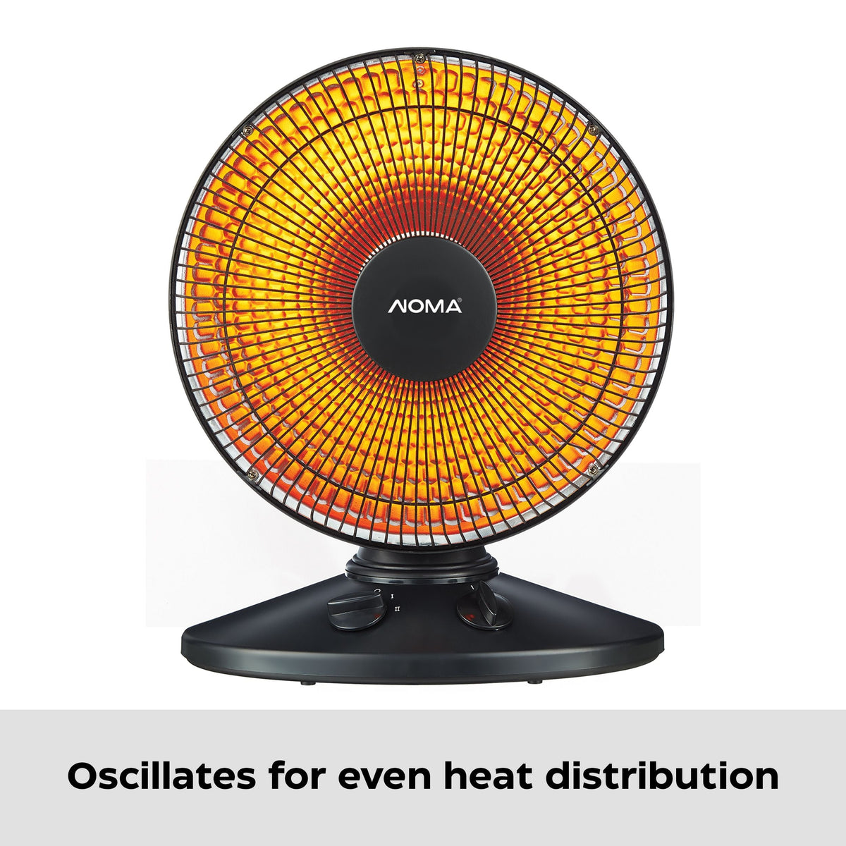 Oscillating Parabolic Dish Portable Radiant Electric Space Heater, 1000W, Black