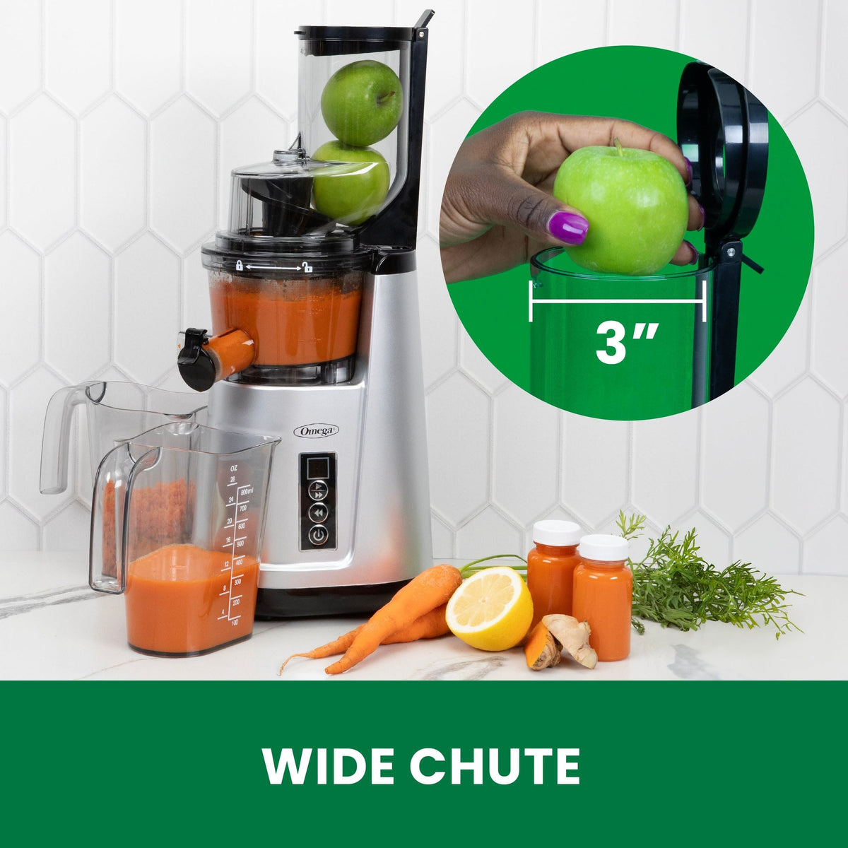 Omega Wide Mouth Cold Press Slow Juicer with Anti-Clog