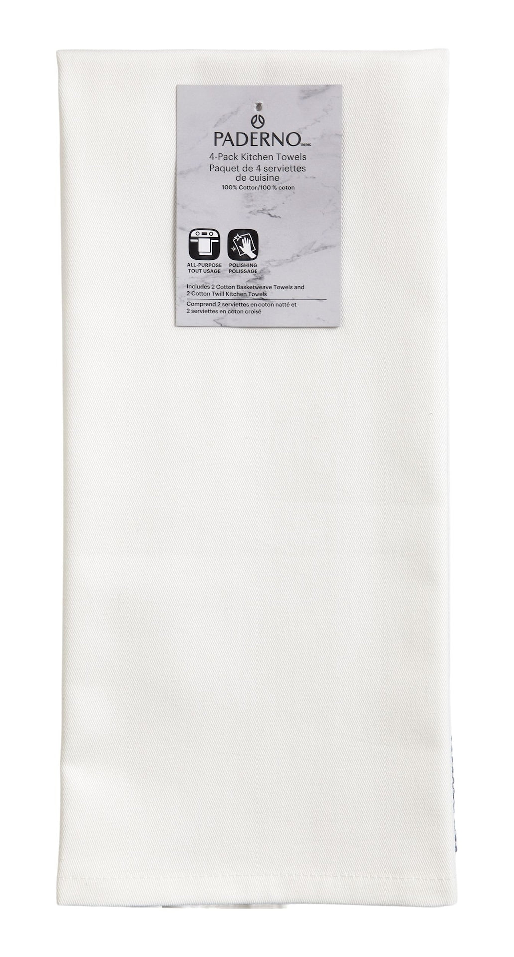 All-Purpose Cotton Kitchen Towels, Grey, 4-pk