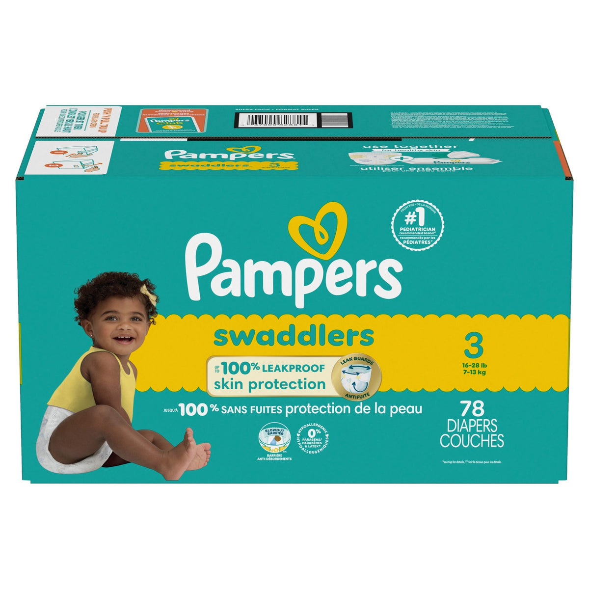 Swaddler Size 3 Leak-Free Diapers, 78-pc