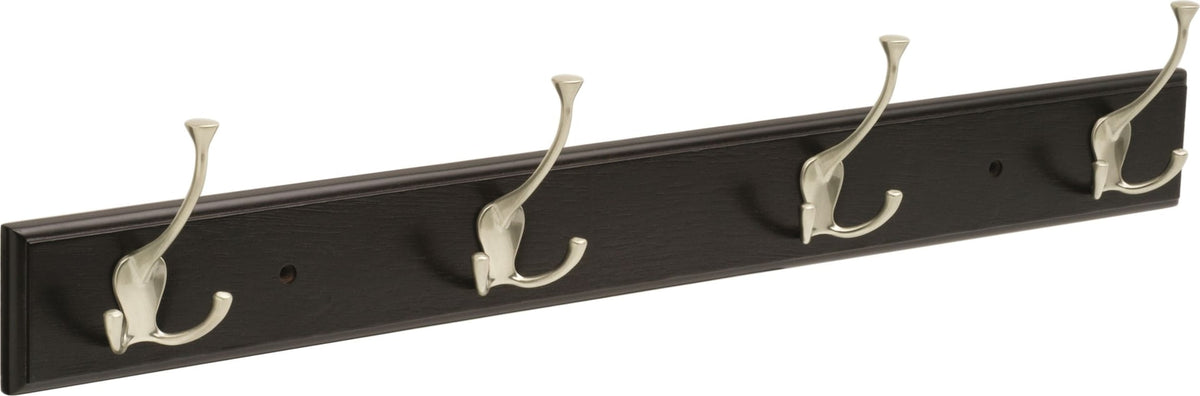 Stainless Steel 4-Tri Hook Rail, Black/Nickel, 27-in