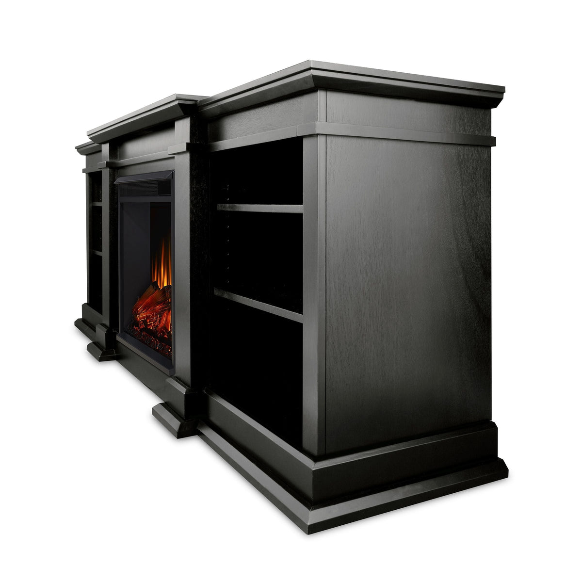 Fresno Media Indoor Electric Fireplace TV Stand, 72-in, 1500W, Black