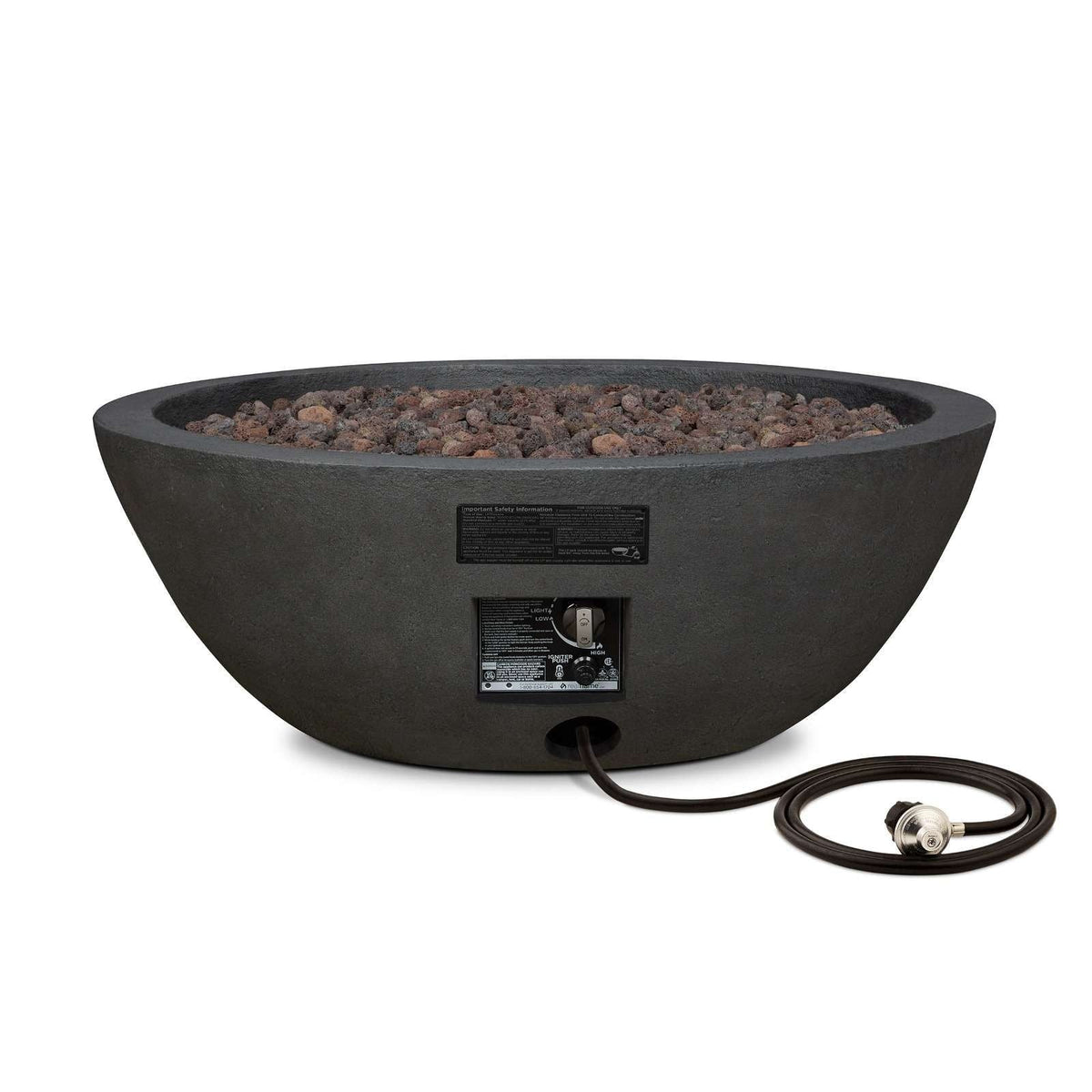 Riverside Round Concrete Gas Fire Pit in Shale, 36-in
