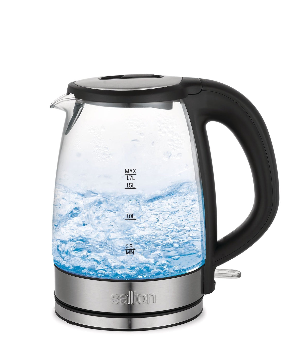 Cordless Electric Glass Kettle with Auto Shut Off, Black/Stainless Steel, 1.7-L