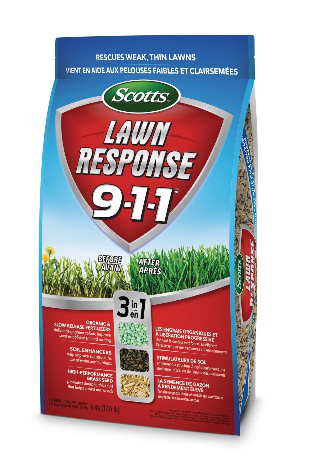 Lawn Response 3-in-1 Grass Seed & Fertilizer Mix, 9-1-1, 8-kg