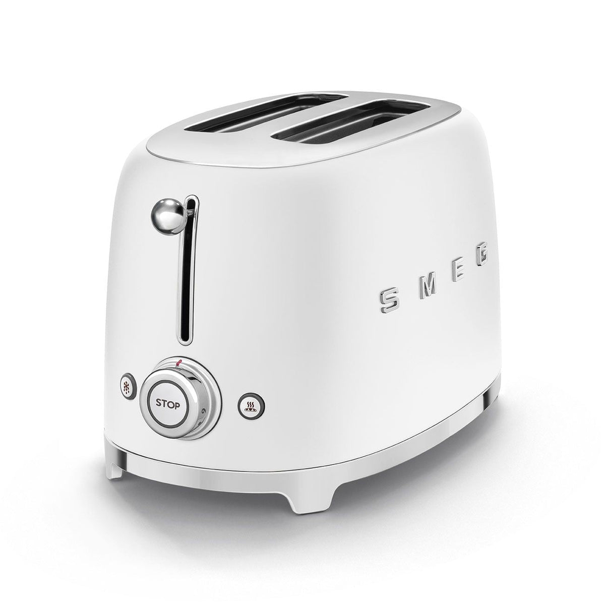 50's Retro Style Wide Slot Pop Up Electric Toaster with 6 Settings, 2-Slice, Matte White