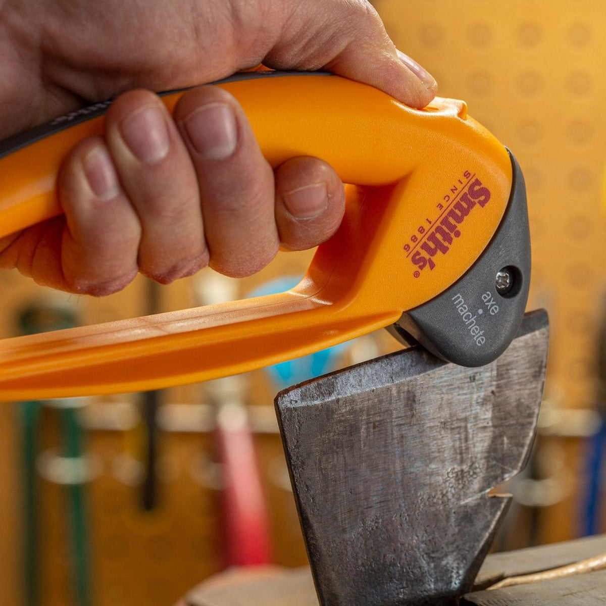 Axe and Machete Hand Sharpener with Soft-Grip Handle