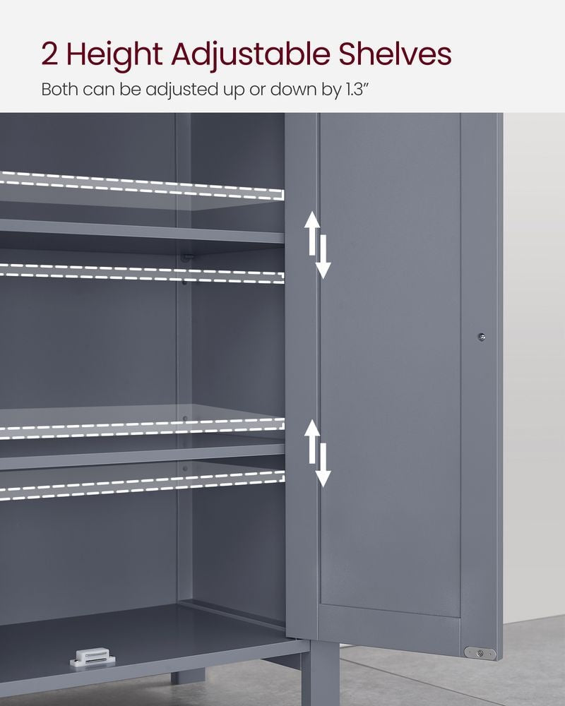 Home Dove Grey Floor Cabinet with 2 Adjustable Shelves