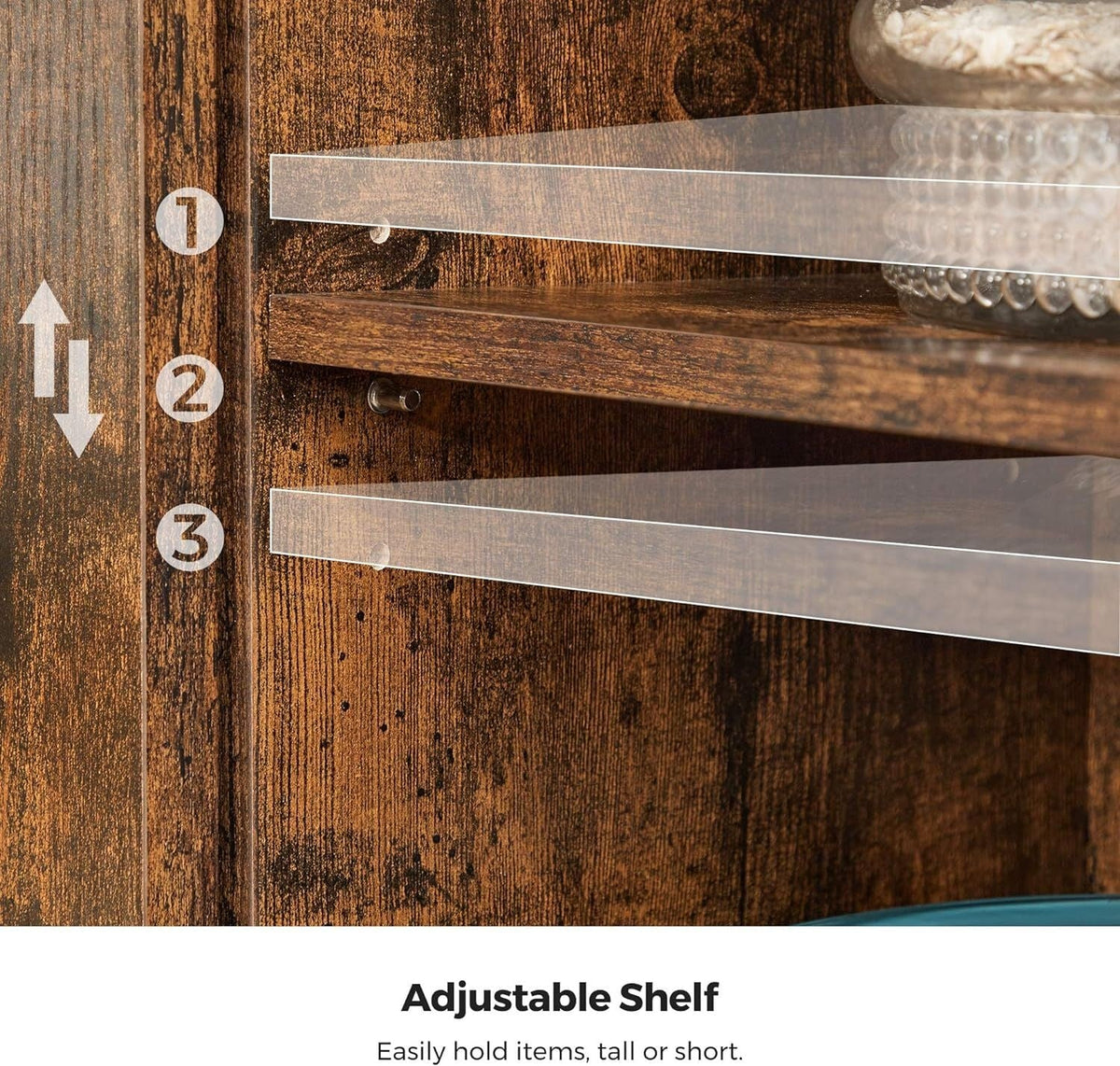 Home Rustic Brown Cabinet with Sliding Door