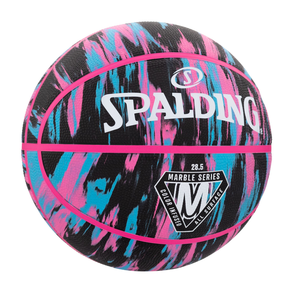 Marble Series 4Her Outdoor Rubber Basketball, Size 6 (28.5-in), Black/Pink