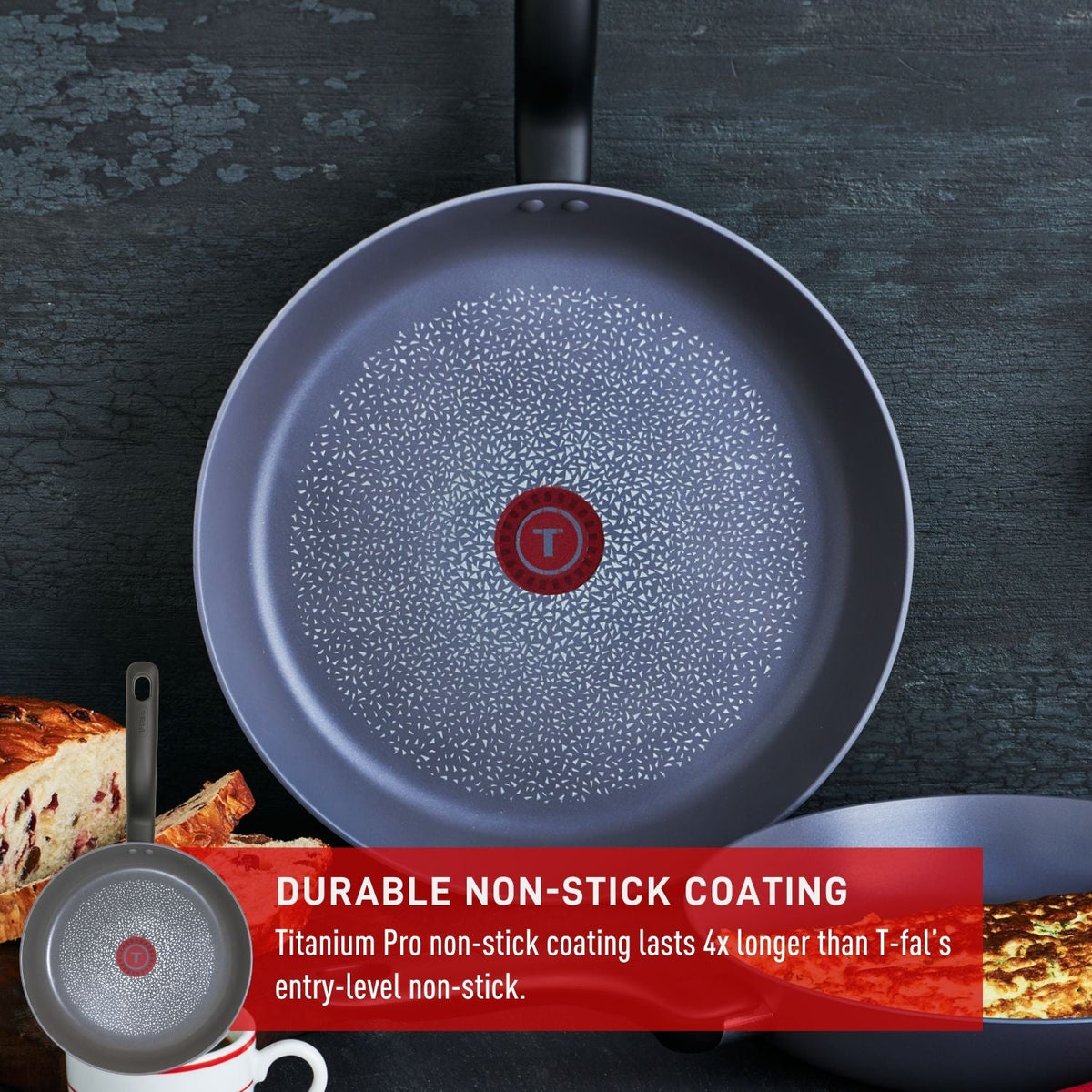 Hard Titanium Cookware Set, Non-stick, Dishwasher & Oven Safe, Grey, 10-pc