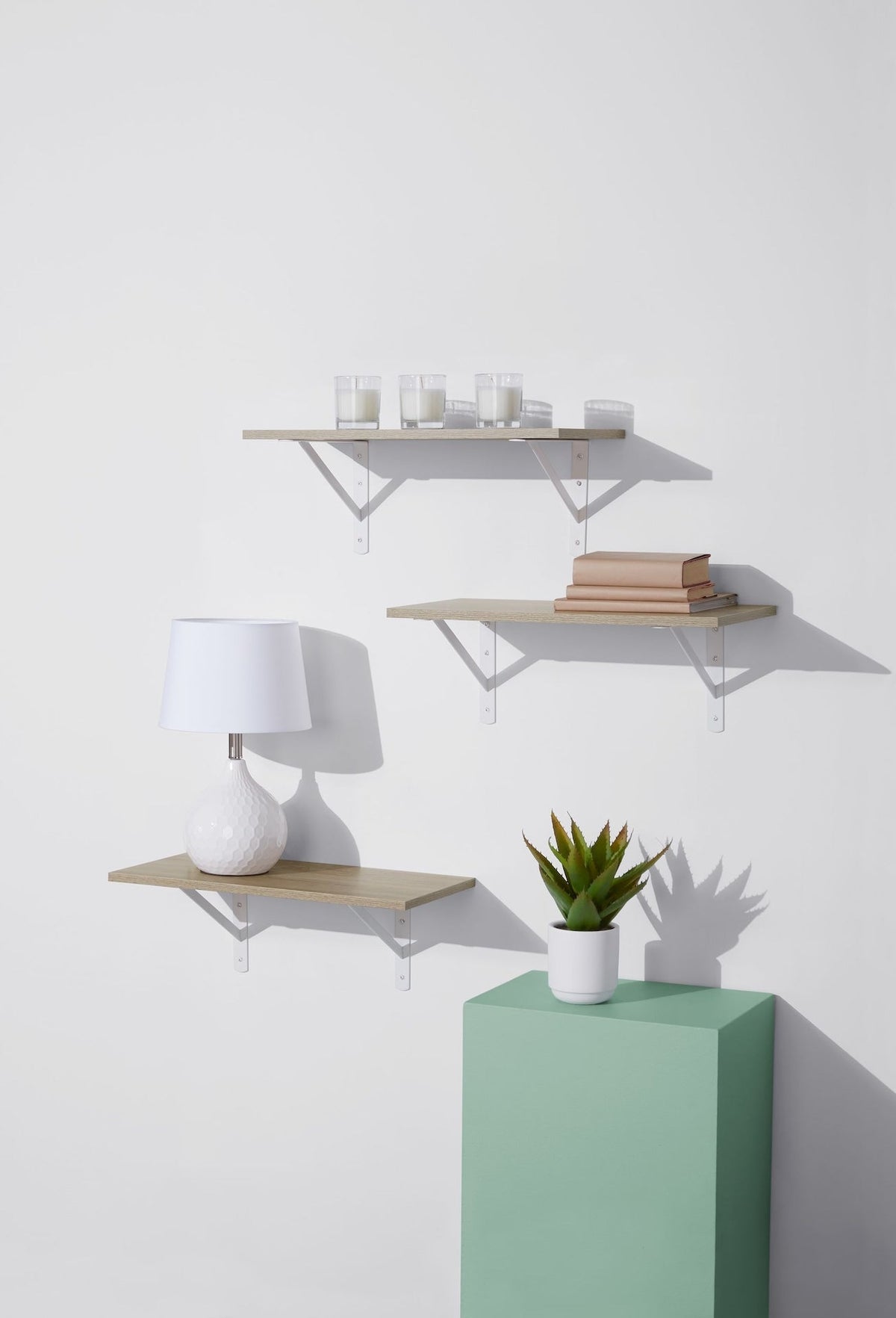 type A Floating Wall Shelf Board, Oak Sonoma Finish, 12 x 24-in