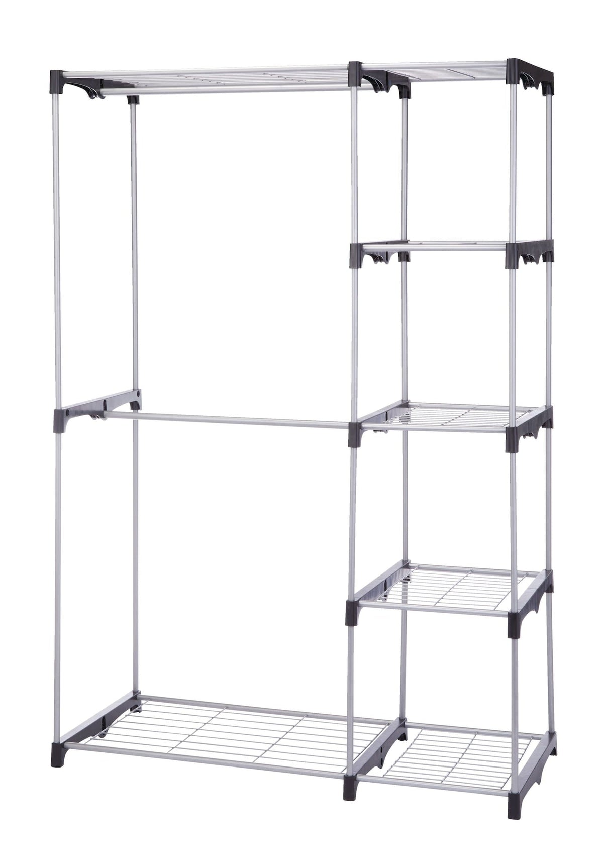 type A Prima Metal Freestanding Closet Organizer with 5 Wire Shelves & Rods