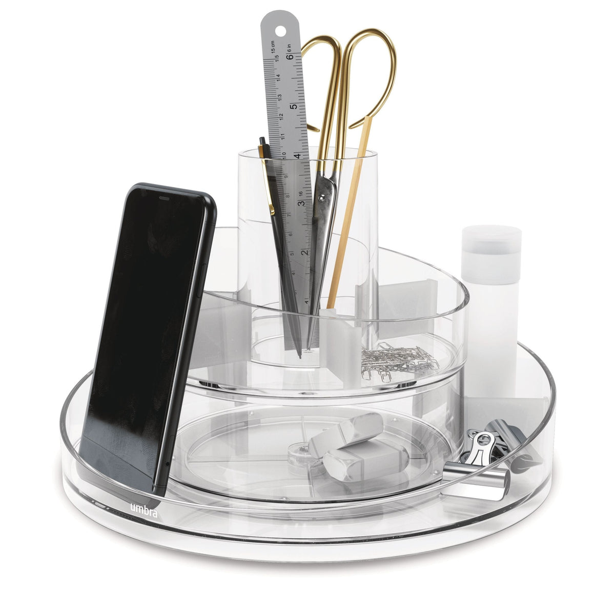 Cascada Acrylic Spinning Turntable Cosmetic Vanity Organizer, Clear