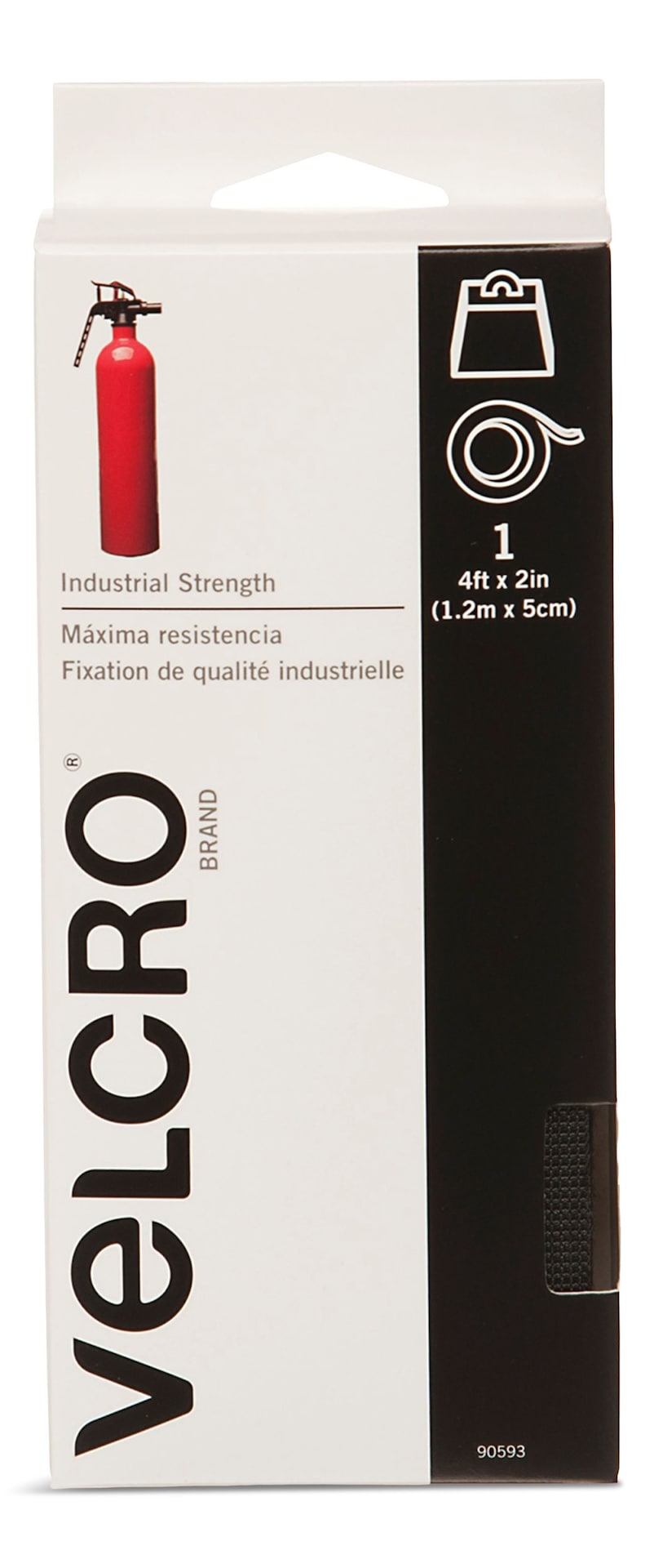 Hook-and-loop Industrial Strength Tape with Heavy Duty Adhesive, 4-ft x 2-in, 1-pk