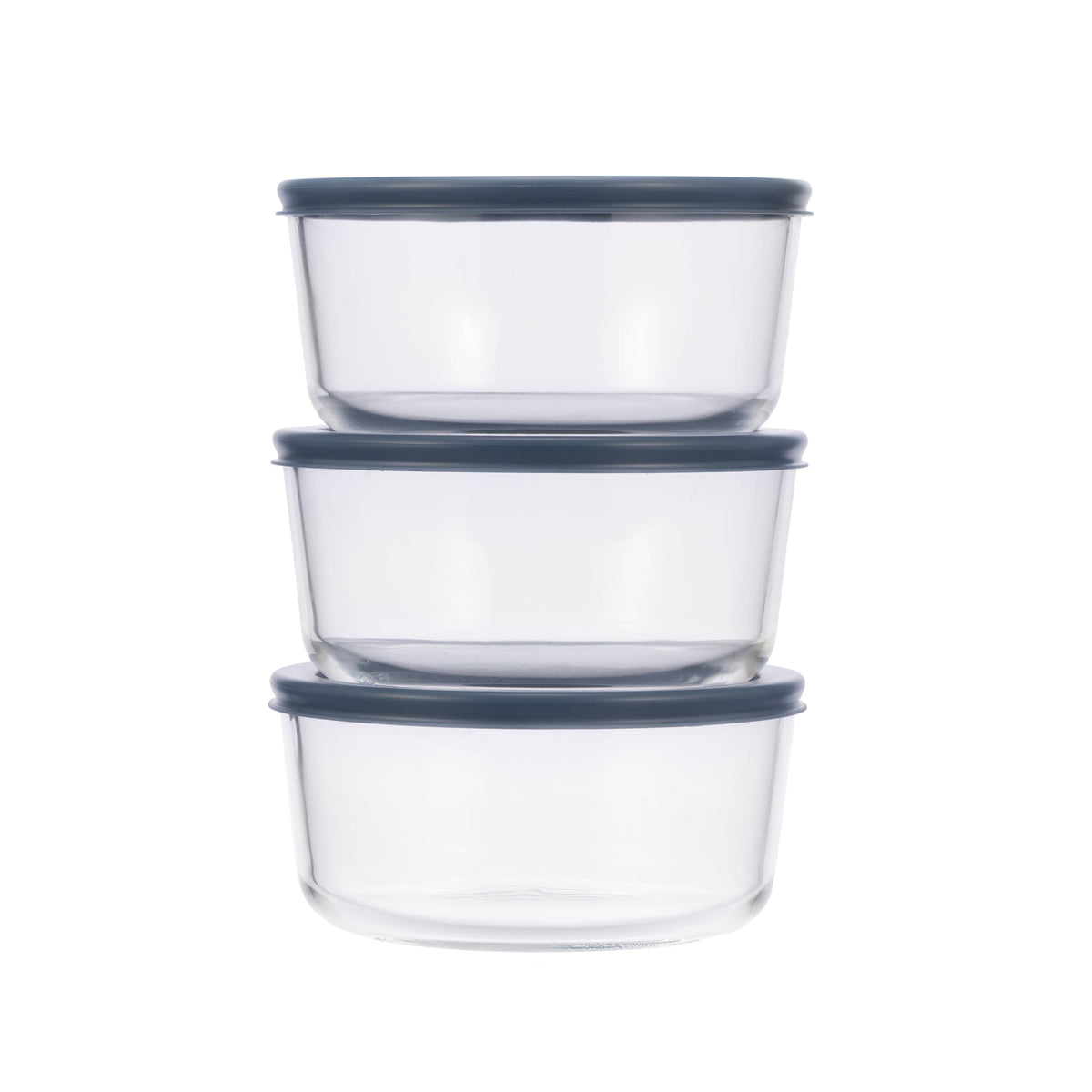 Round Glass Food Storage Container Set with Lids, 6-pc