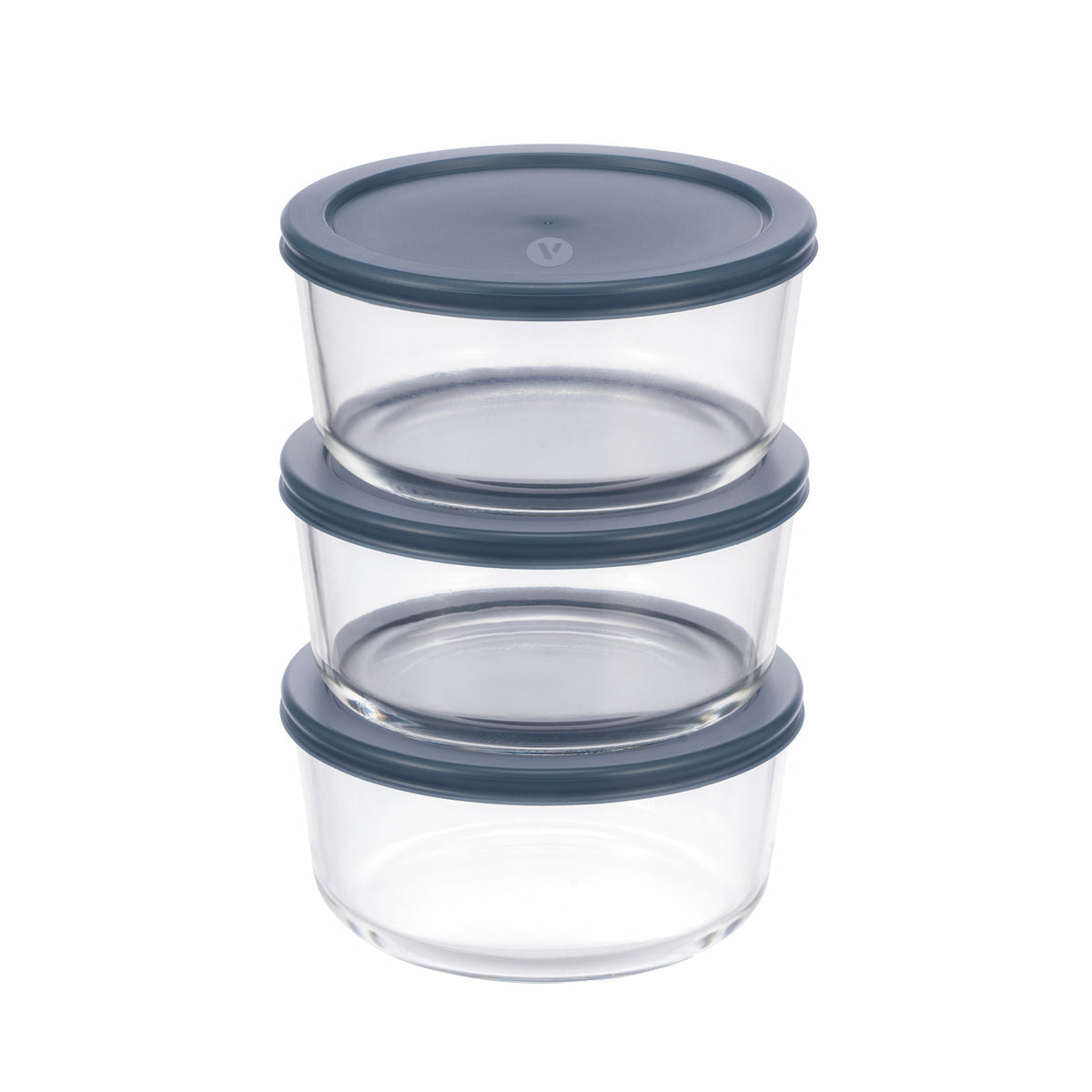 Round Glass Food Storage Container Set with Lids, 6-pc