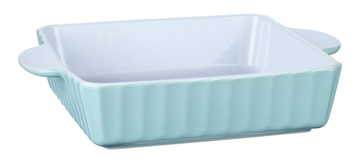 White/Blue Ceramic Square Baking Dish, 9-in