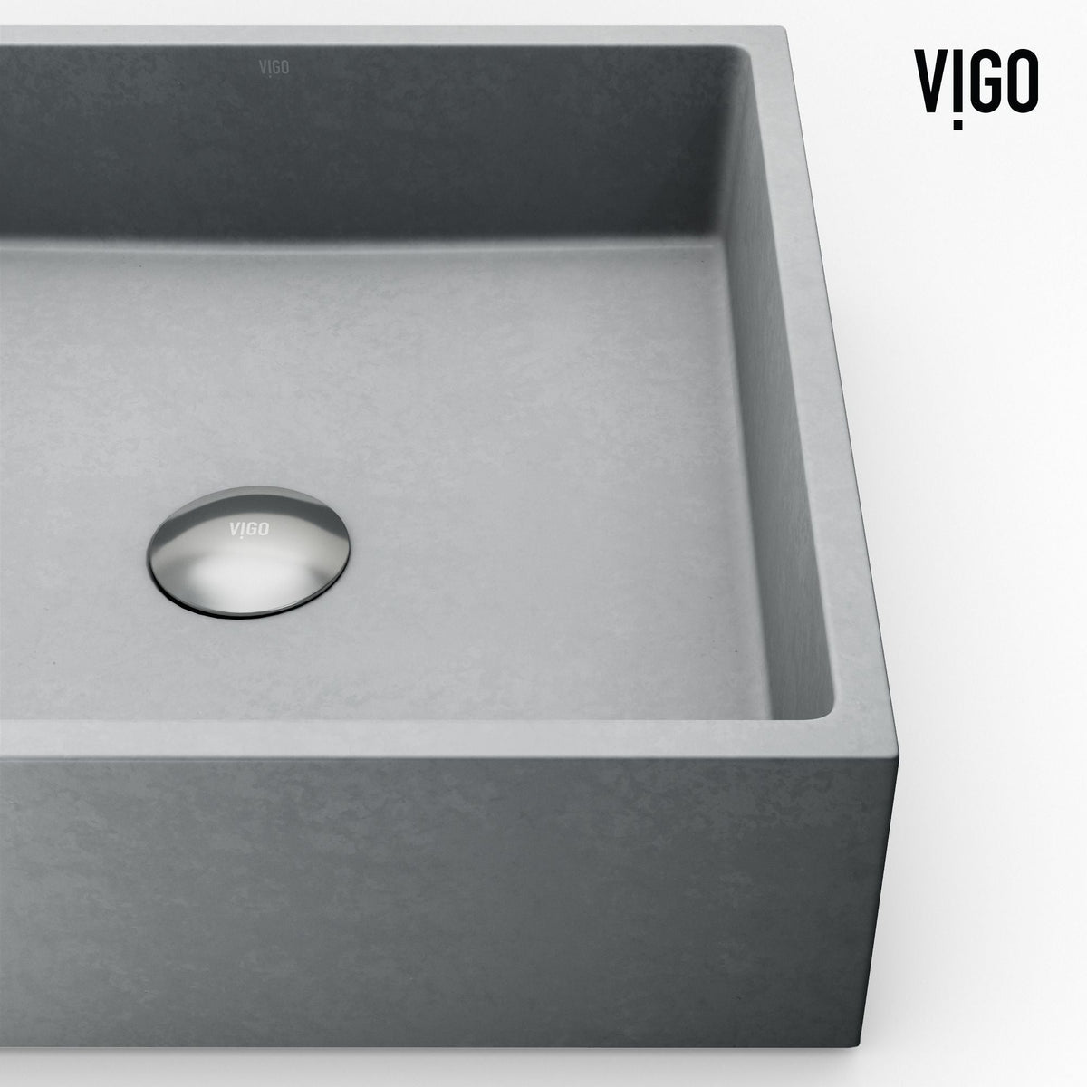 Coca Gothic Grey Bathroom Sink/Basin Set with Cass Faucet and Rectangular Vessel