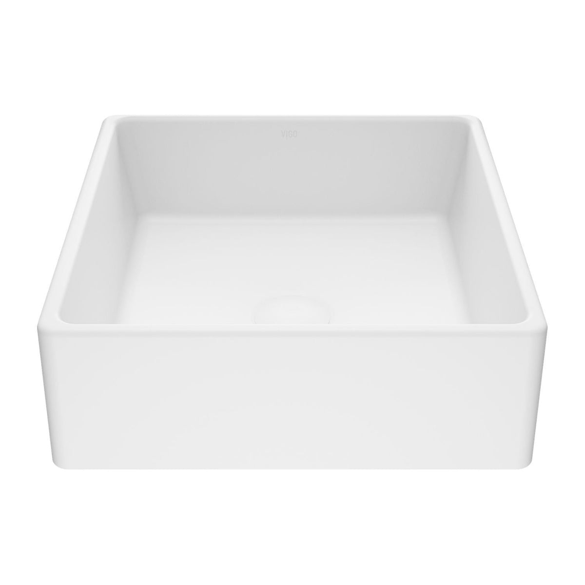 Dianthus Matte Stone Square Vessel Bathroom Sink, Above-Counter Installation, White