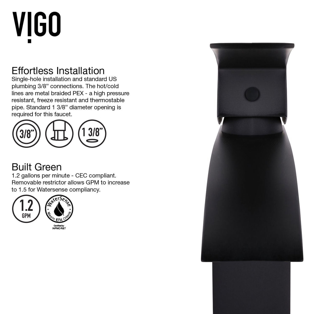 Duris Single Handle Vessel Sink Bathroom Faucet with Deck Plate, Matte Black