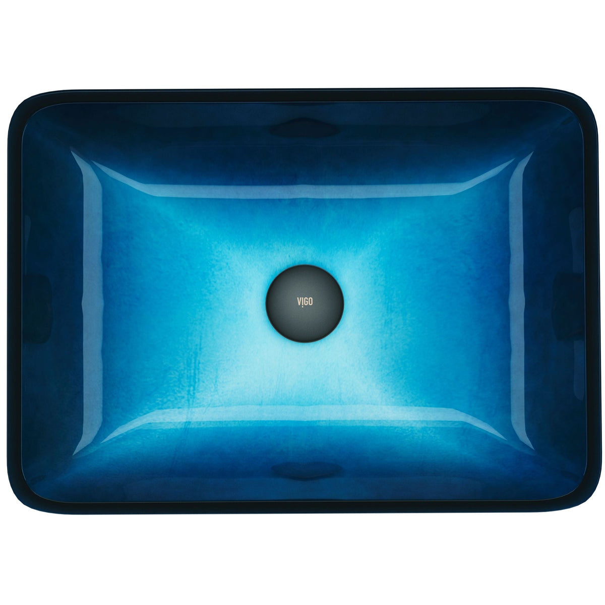 Glass Rectangular Vessel Bathroom Sink/Basin, Turquoise