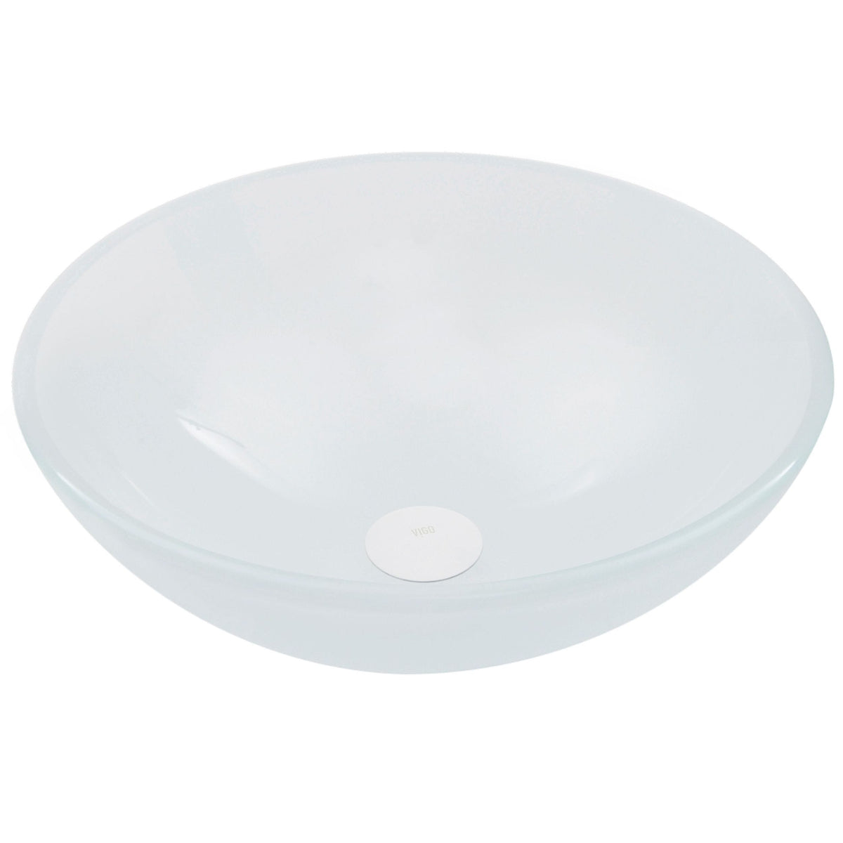 Glass Round Vessel Bathroom Sink/Basin with Rounded Edges & Deep Bowl, White