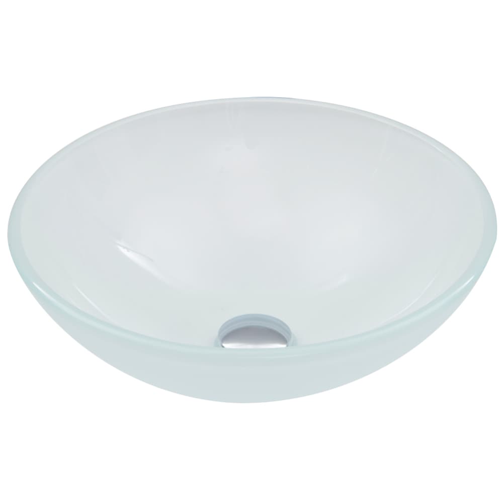 Glass Round Vessel Bathroom Sink/Basin with Rounded Edges & Deep Bowl, White