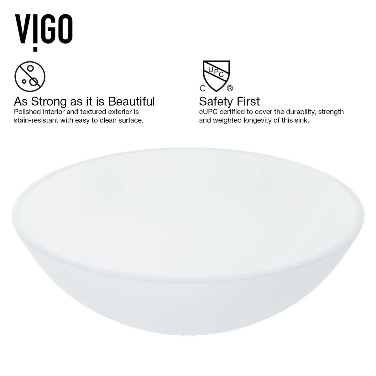 Glass Round Vessel Bathroom Sink/Basin with Rounded Edges & Deep Bowl, White