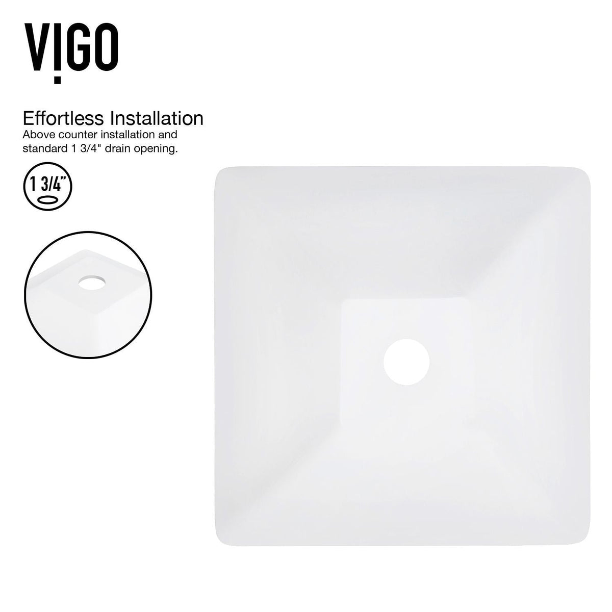 Hibiscus White Bathroom Sink/Basin Set with Linus Faucet and Square Composite Vessel