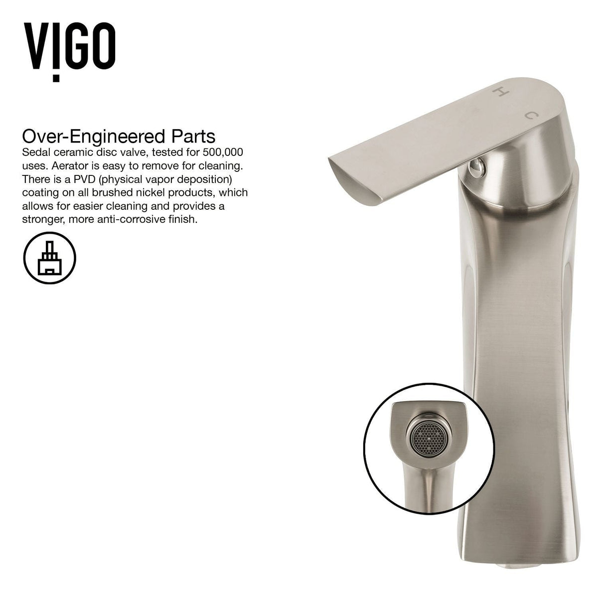 Linus Single Handle Vessel Sink Bathroom Faucet, Brushed Nickel