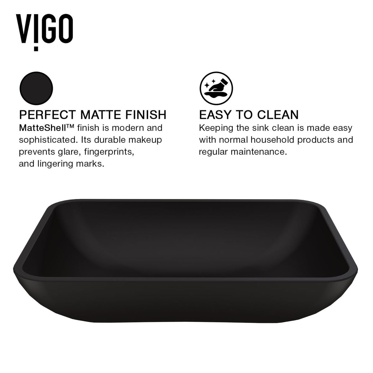 Sottile Matte Black Bathroom Sink/Basin Set with Lexington Faucet and Glass Rectangular Vessel