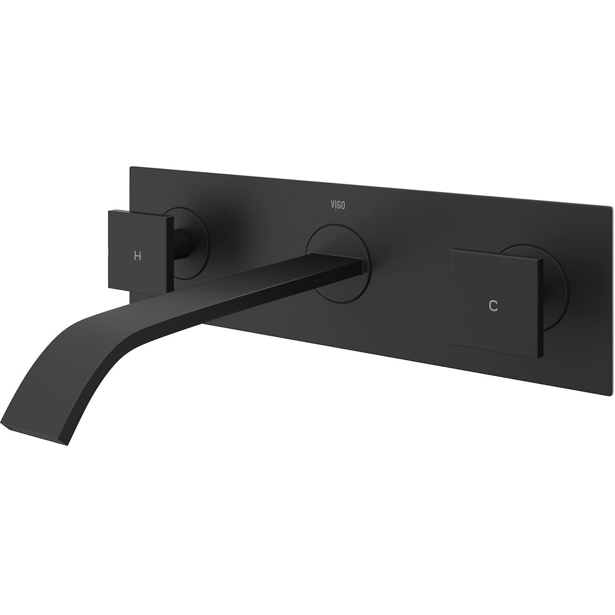 Titus Wall Mount Dual Handle Bathroom Sink Faucet, Eco-Friendly 1.2 GPM Flow Rate, Matte Black