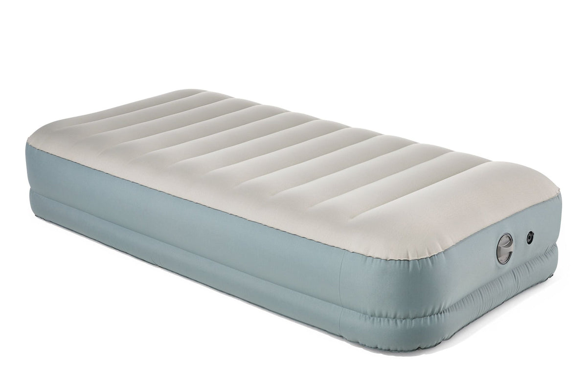Woods Double High Toughguard Inflatable Air Bed with Rechargeable Pump, Twin, Grey